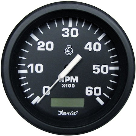 Faria Beede Instruments 4" Heavy-Duty Tachometer w/Hourmeter (6000 RPM) Gas - Black *Bul TC9133B